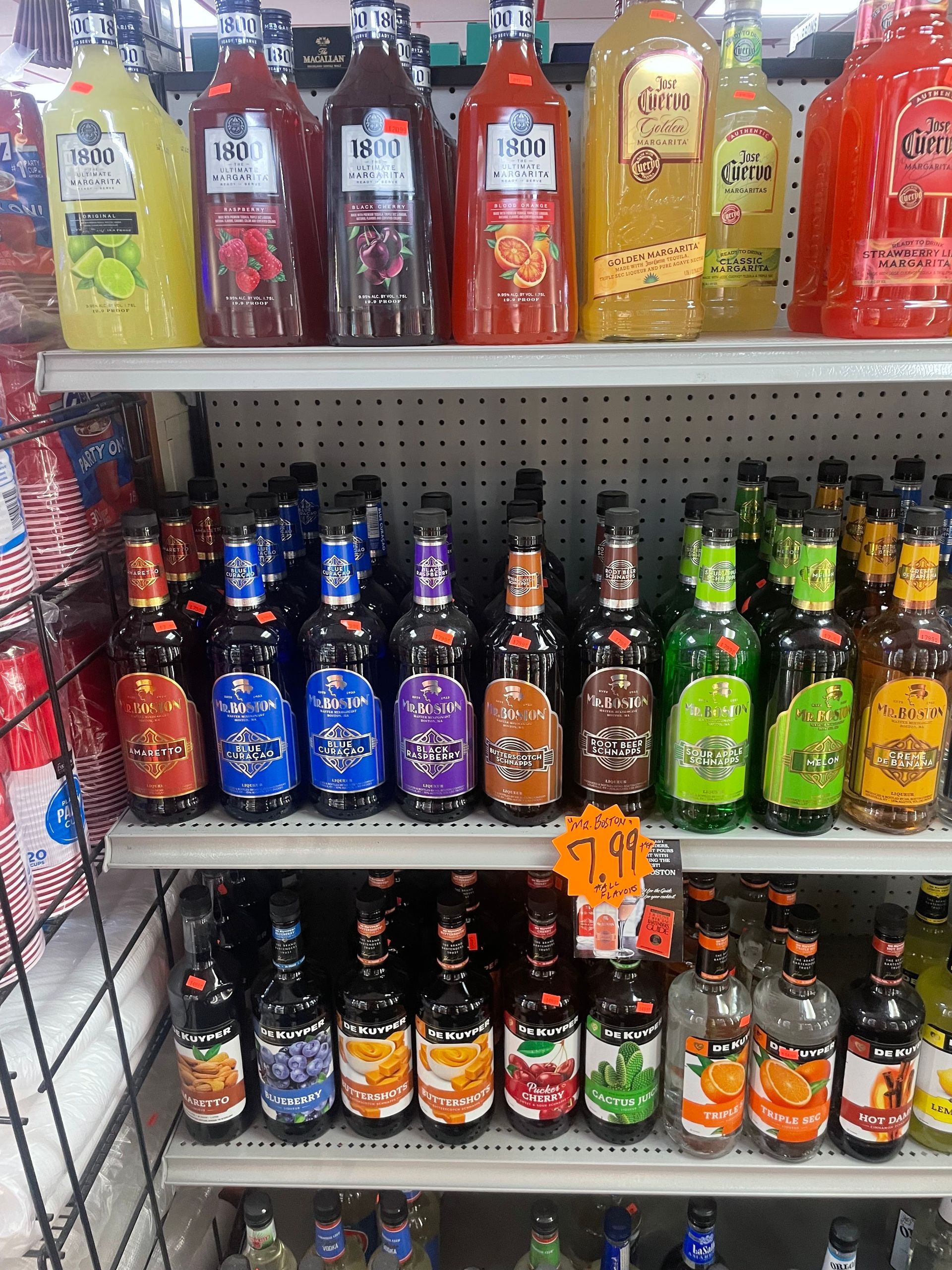 Several Bottles on A Store Shelf