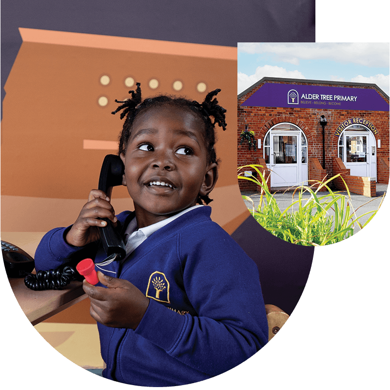 A little girl in a blue jacket is talking on a phone