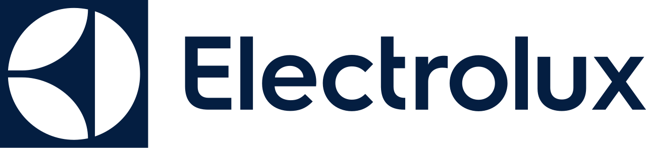Logo Electrolux con una forma astratta blu e la parola 