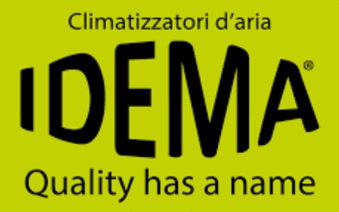 Logo per i condizionatori d'aria IDEMA: testo nero su sfondo giallo, 