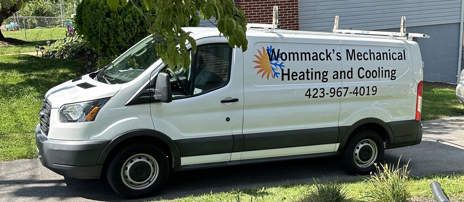 Company van with logo on the side