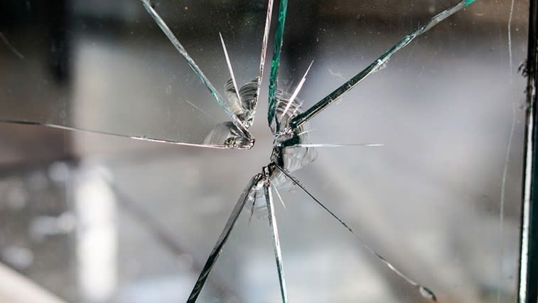 Broken window glass