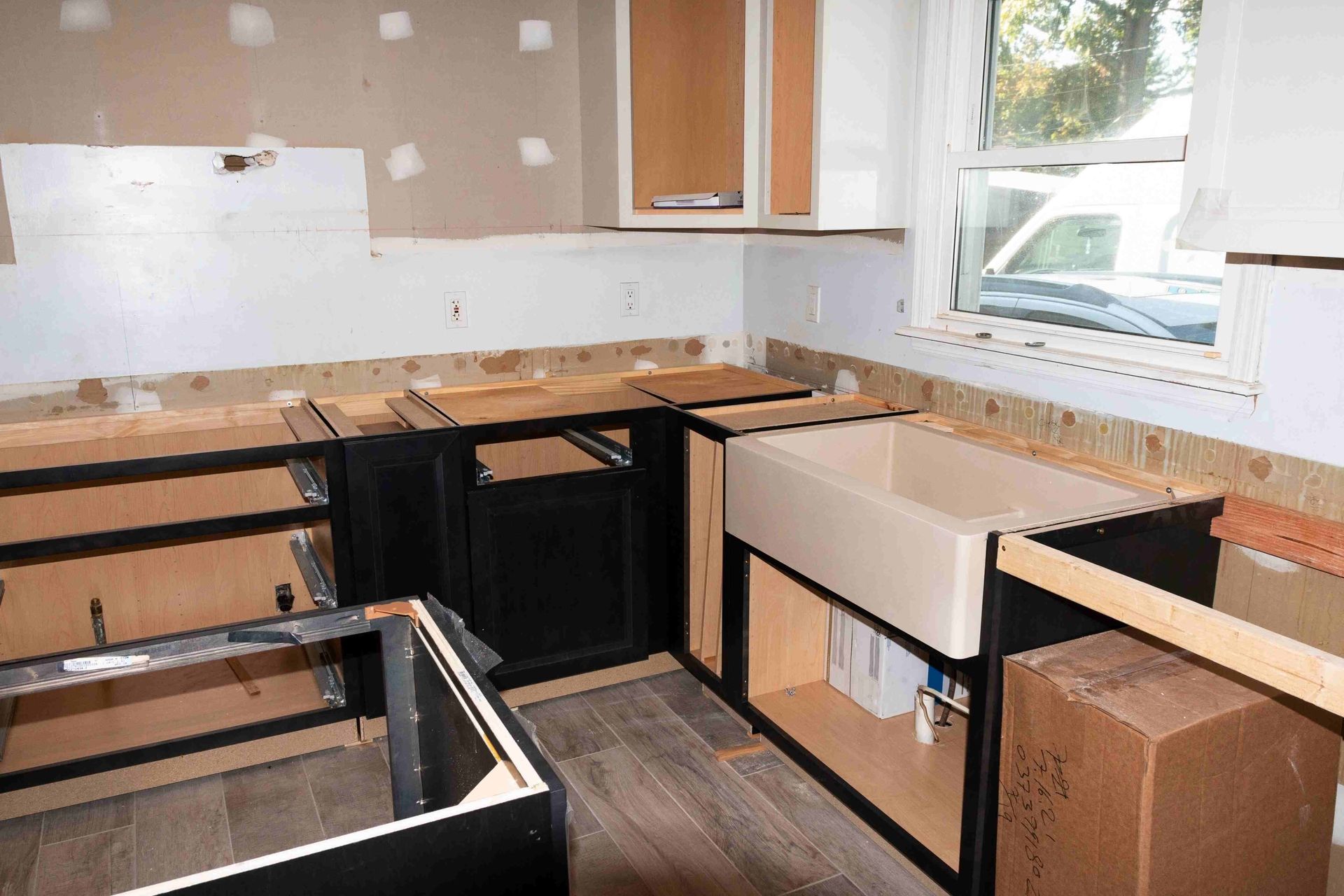 A kitchen in mid-remodel