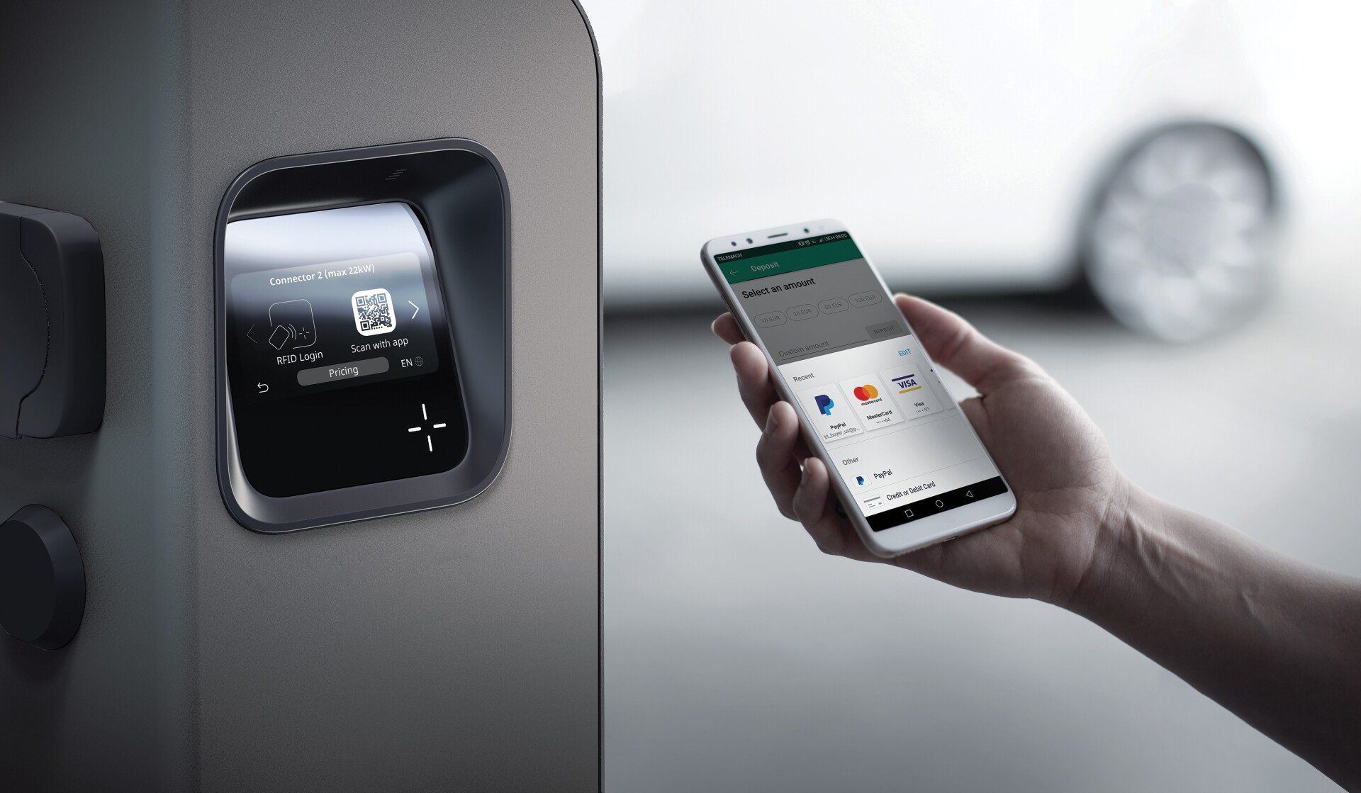 Laadpaal met draadloze bediening (app)