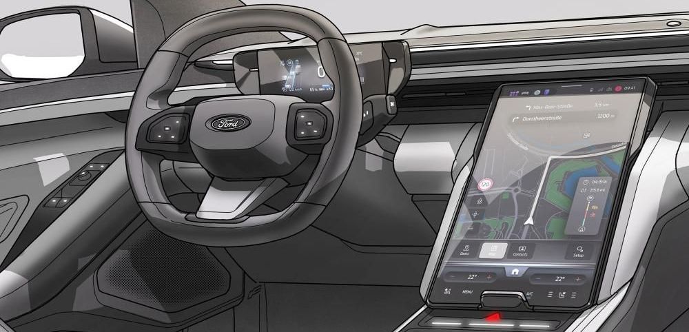 Dashboard Ford Explorer met de verschuifbare touchscreen