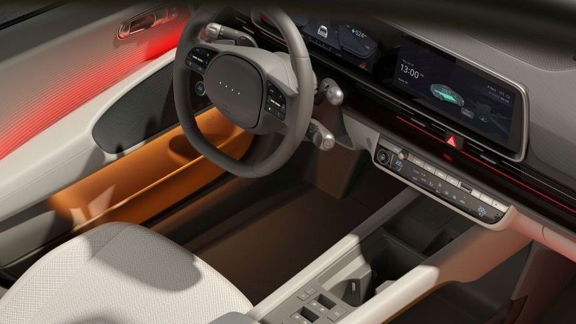 Interieur van de Hyundai Ioniq 6 met stuur