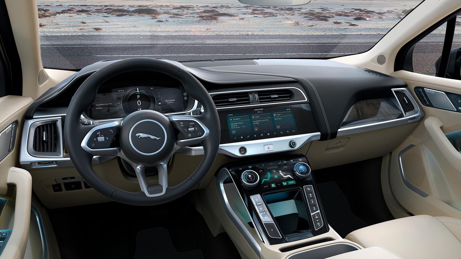 Jaguar I-Pace interieur achter stuur
