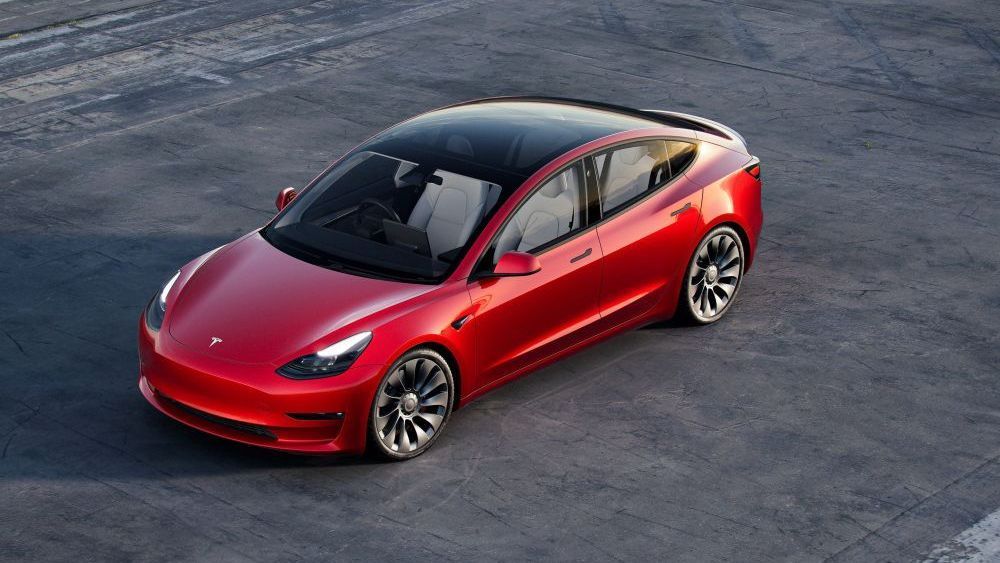 Tesla Model 3 van bovenaf