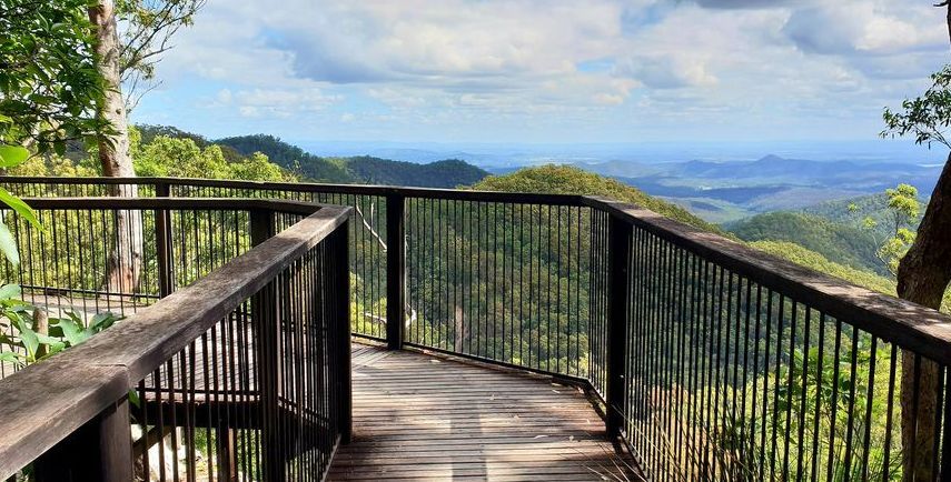 A Wooden Walkway Leading To A Viewpoint Overlooking A Lush Green Forest — Tinman's Welding Worx In Nebo, QLD