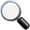 A magnifying glass with a black handle on a white background.