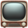 A cartoon illustration of an old television with a wooden frame.