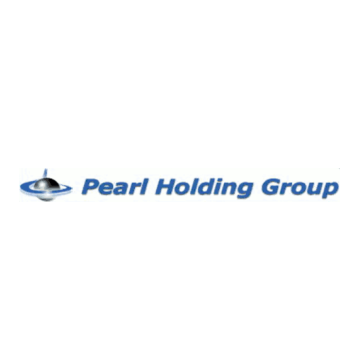 The logo for pearl holding group is blue and silver