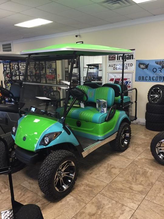 New Cart for Golf — Golf Cart with Blue and Green Design in Surfside Beach, SC