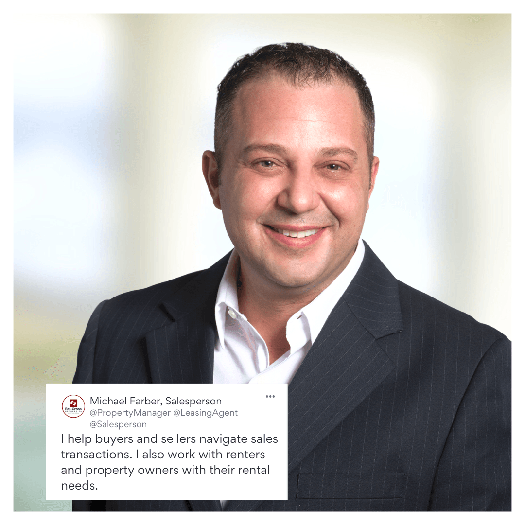 Michael Farber's headshot for Bel-Cross Properties website