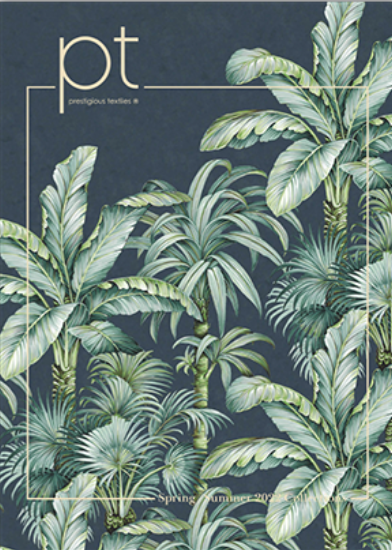 A magazine cover with palm trees and the word pt on it
