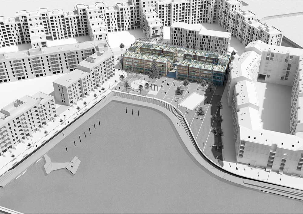 model af pladehallen set oppe fra