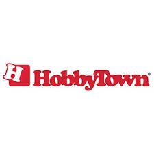 The logo for hobbytown is red and white on a white background.