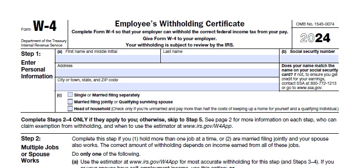 An employee's withholding certificate is shown on a white background