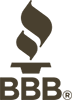 Black BBB logo with stylized flame above the letters “BBB” and a small ® mark