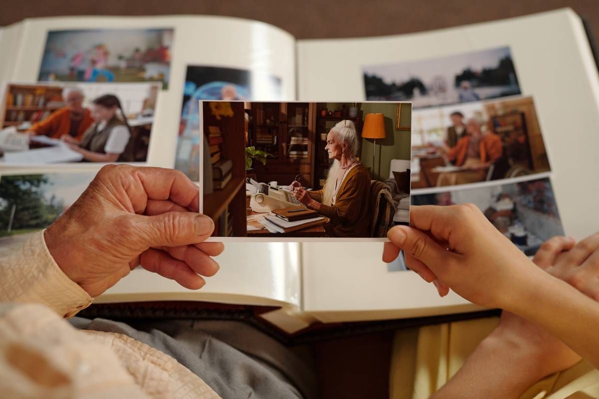 Memorial tribute display with family photos during funeral planning in Santee CA