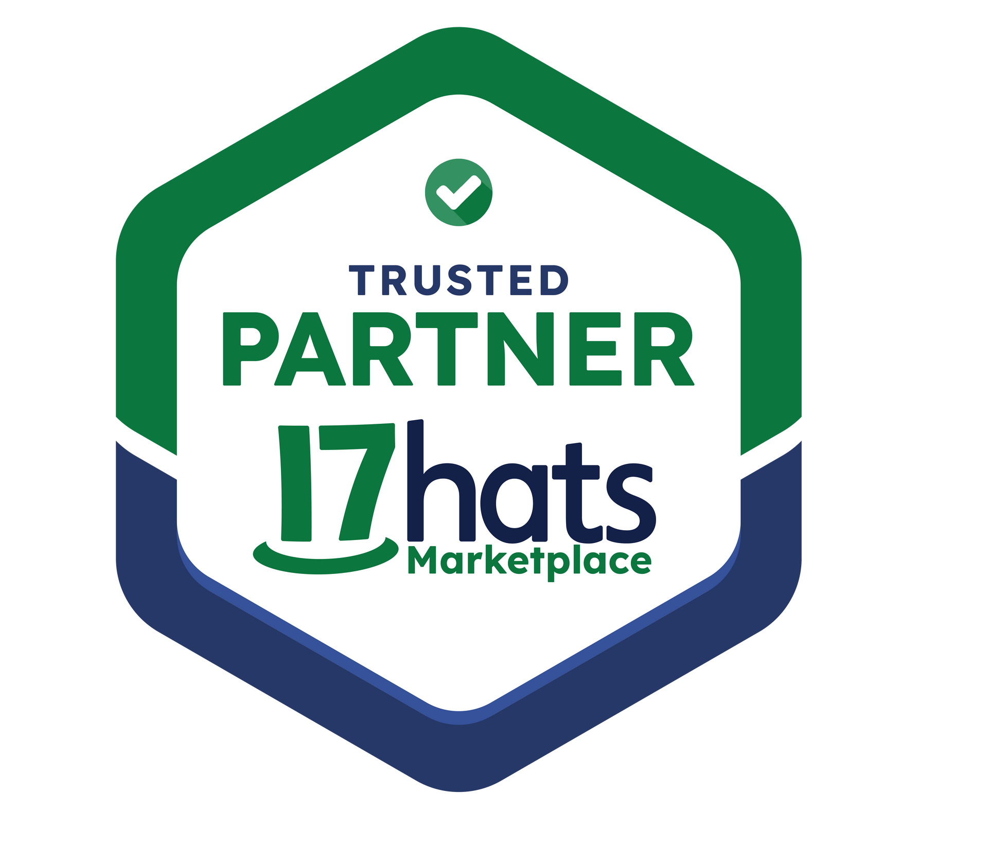 A logo for a trusted partner of 17hats marketplace.