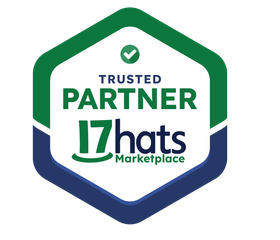 A logo for a trusted partner of 17hats marketplace.