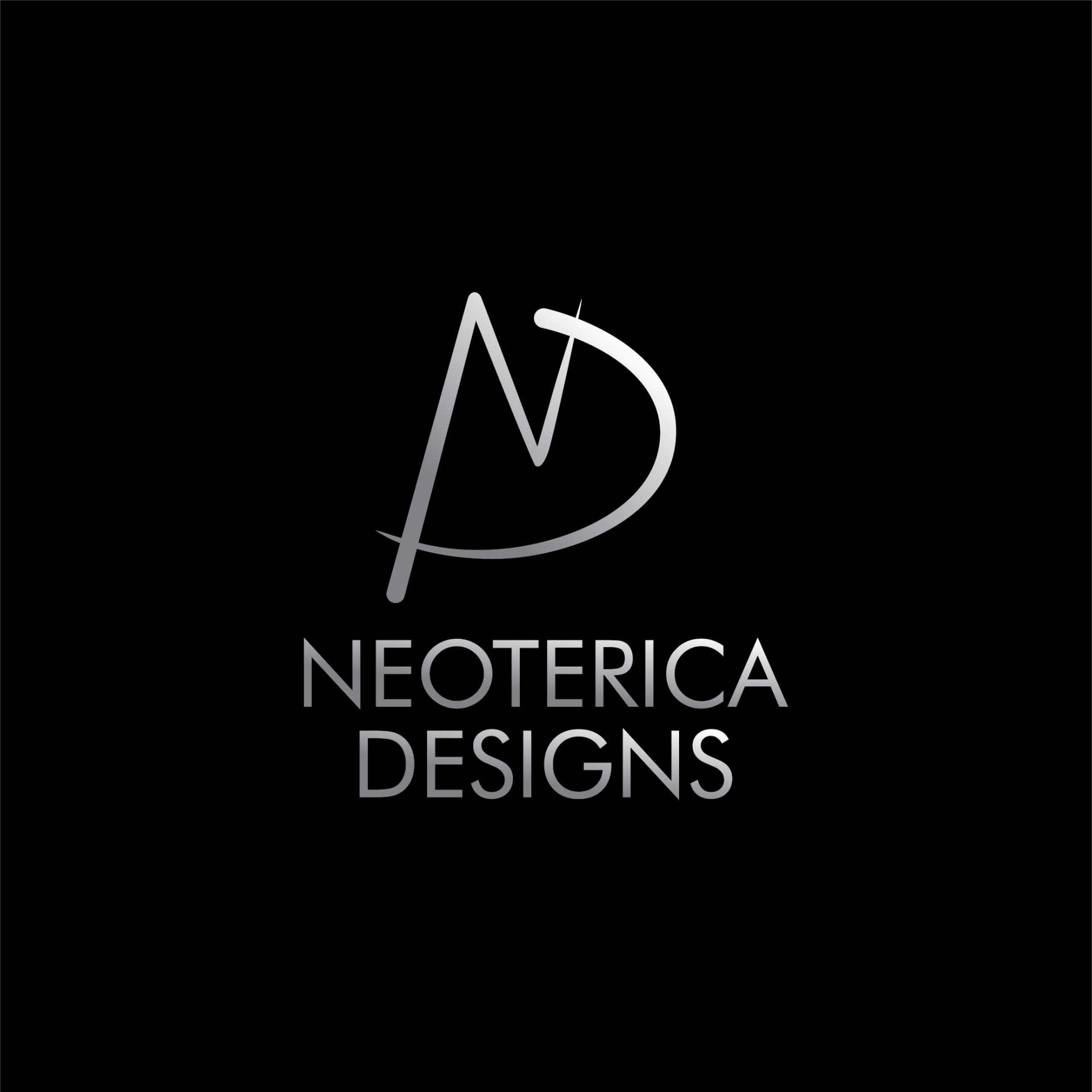 A logo for neoterica designs with a letter n on a black background.