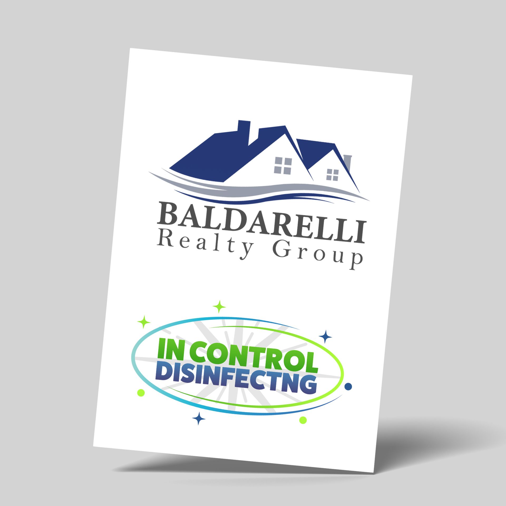 A baldarelli realty group logo is on a white paper