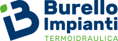 A blue and white logo for burello impianti.