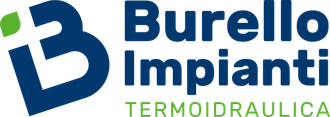 A blue and white logo for burello impianti.