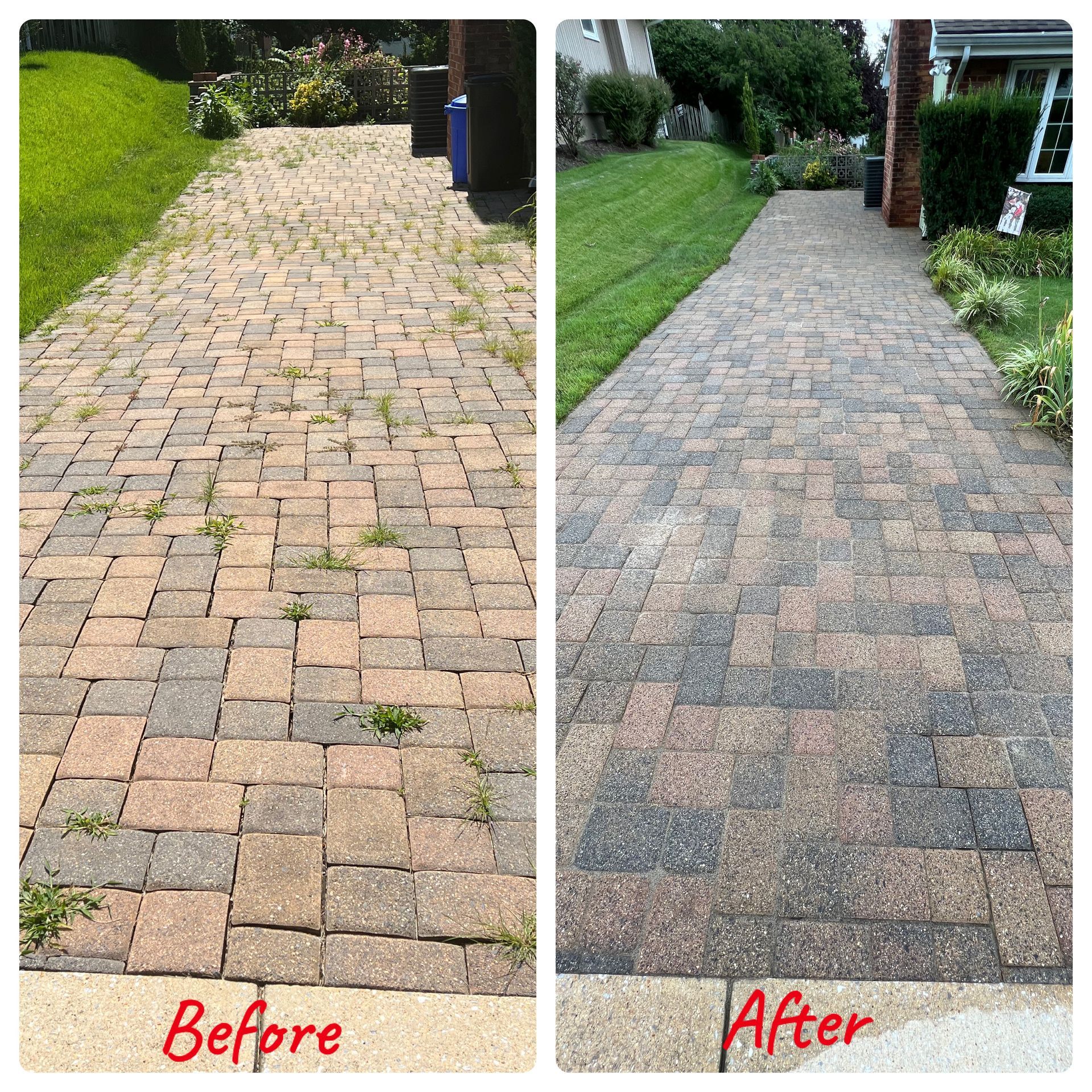 A before and after picture of a house with siding and windows.