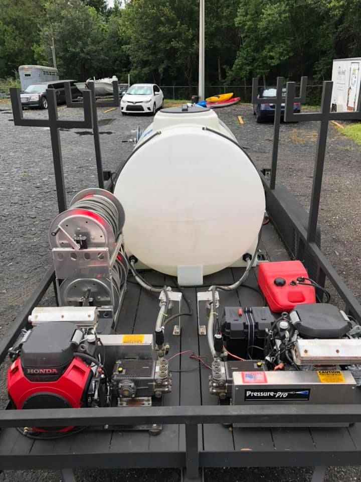 White Tank Sitting on Top of Trailer | Jacksonville, FL | Coastal Pressure Washing