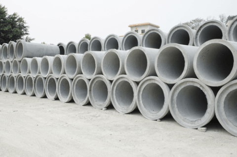 Concrete - Stack of concrete drainage pipes for wells and water discharges in Libertyville, IL