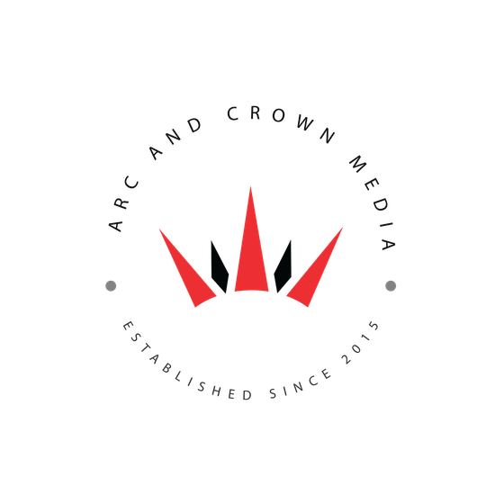 The logo for arcane crown media shows a crown in a circle.