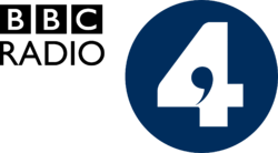 Bbc radio 4 logo in a blue circle on a white background