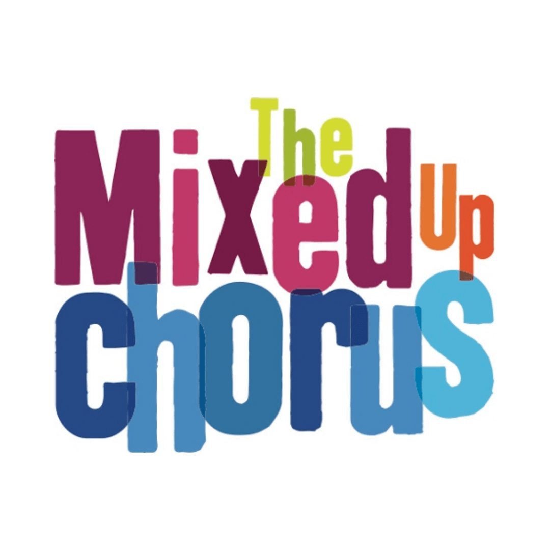 A colorful logo for the mixed up chorus