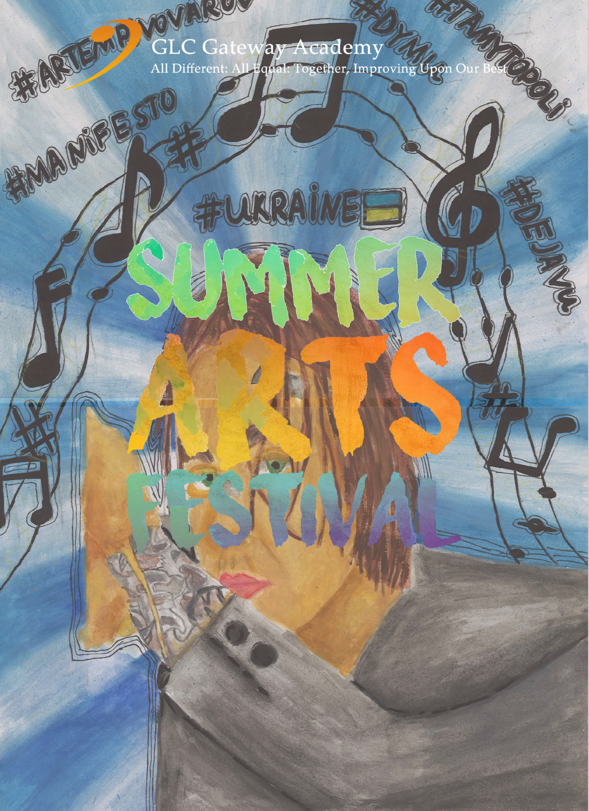 A poster for the summer arts festival with a woman on it