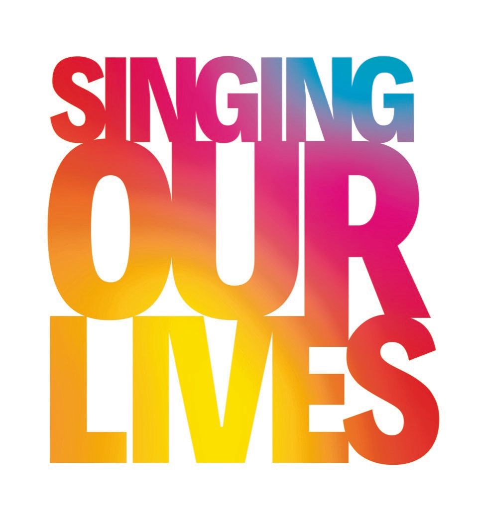 A colorful sign that says singing our lives