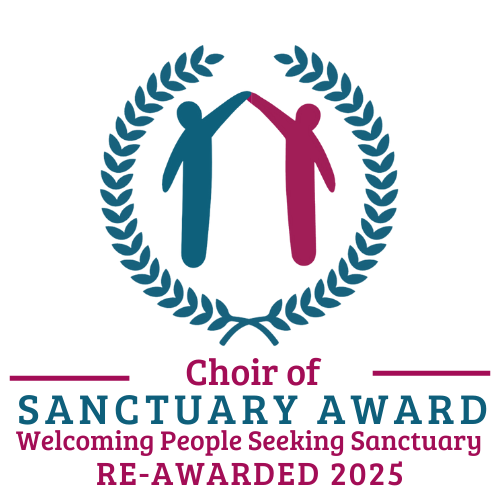 A logo for the sanctuary award welcoming people seeking sanctuary