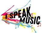 A colorful logo that says `` i speak music '' on a white background.