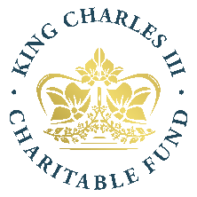 The logo for the king charles iii charitable fund is a crown with flowers on it.