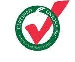 A certified onion logo with a red check mark in a green circle.