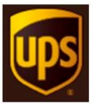 A logo for ups is shown on a brown background