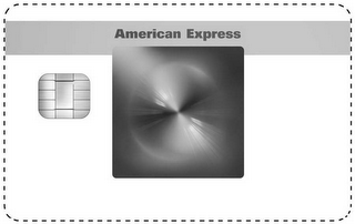 A black and white image of an american express credit card