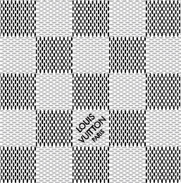 A black and white checkered pattern with a louis vuitton logo in the middle.