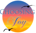 A logo for choosing joy with birds flying in the background