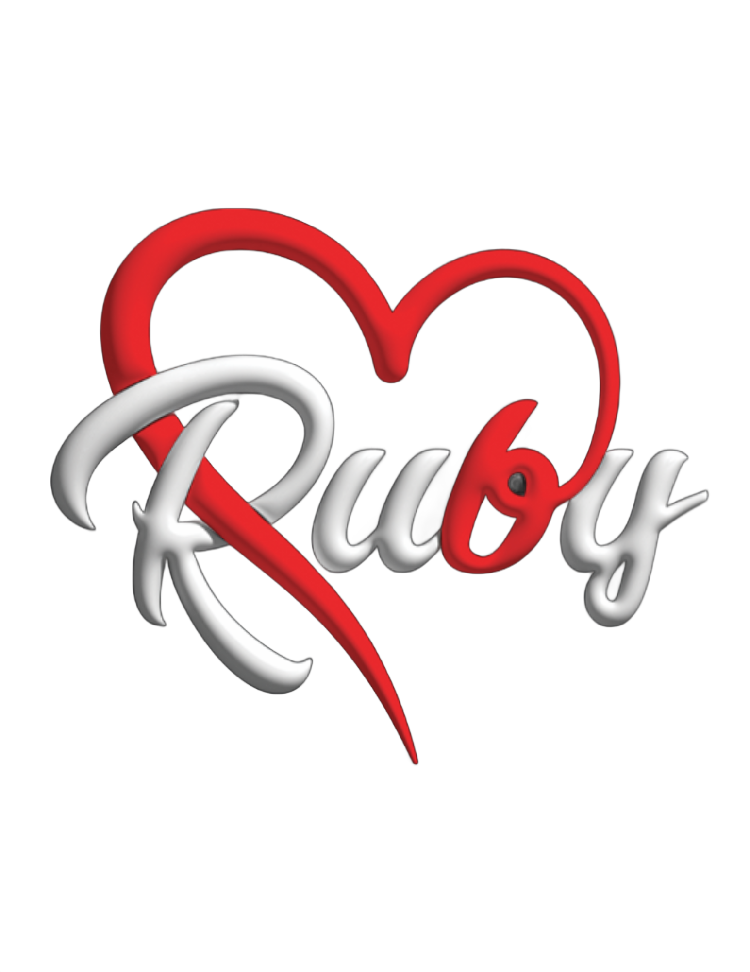 Red heart intertwined with the name 