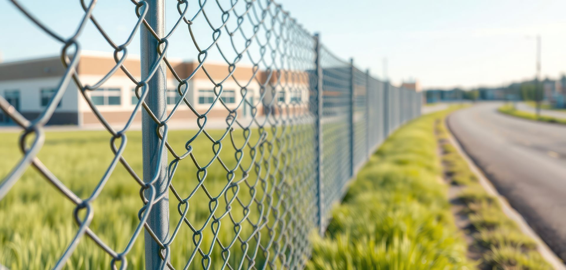 Secure chain-link fencing for an industrial property by a professional commercial fence company.