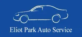Blue logo: White car silhouette, 
