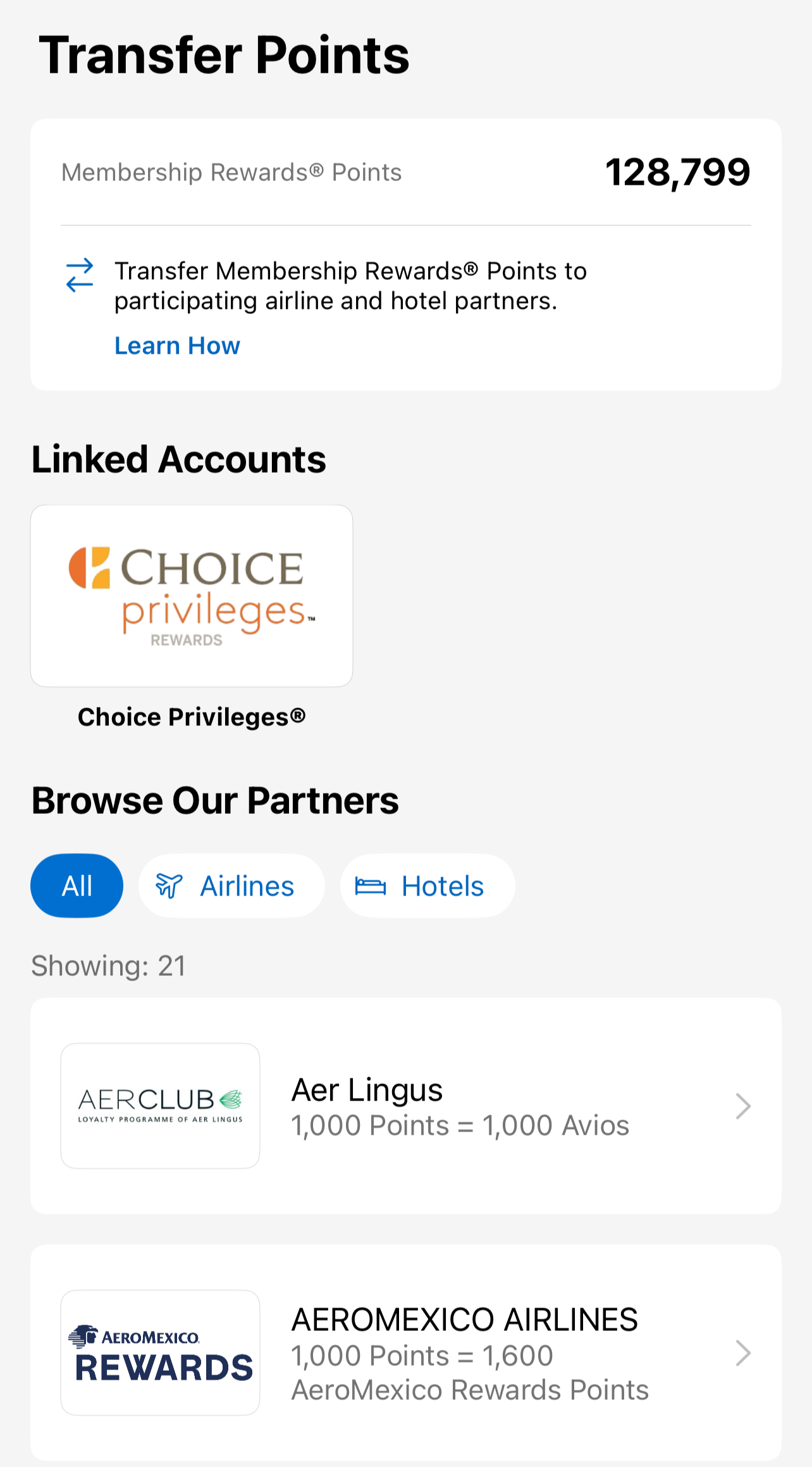 transfer amex points to choice